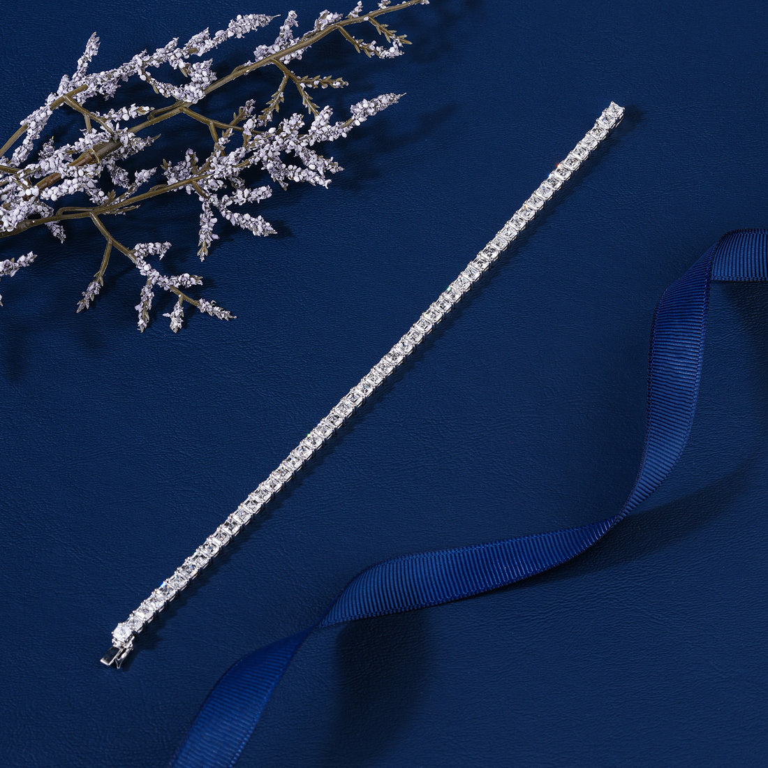 Vintage 12.50 Carat Lab Grown Tennis Bracelet Asscher Step Cut Statement Jewelry