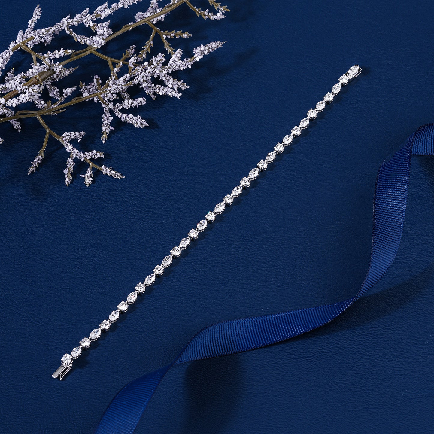Marquise-Round Multi Cut Lab Grown Diamond Tennis Bracelet