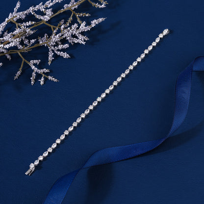 Marquise-Round Multi Cut Lab Grown Diamond Tennis Bracelet
