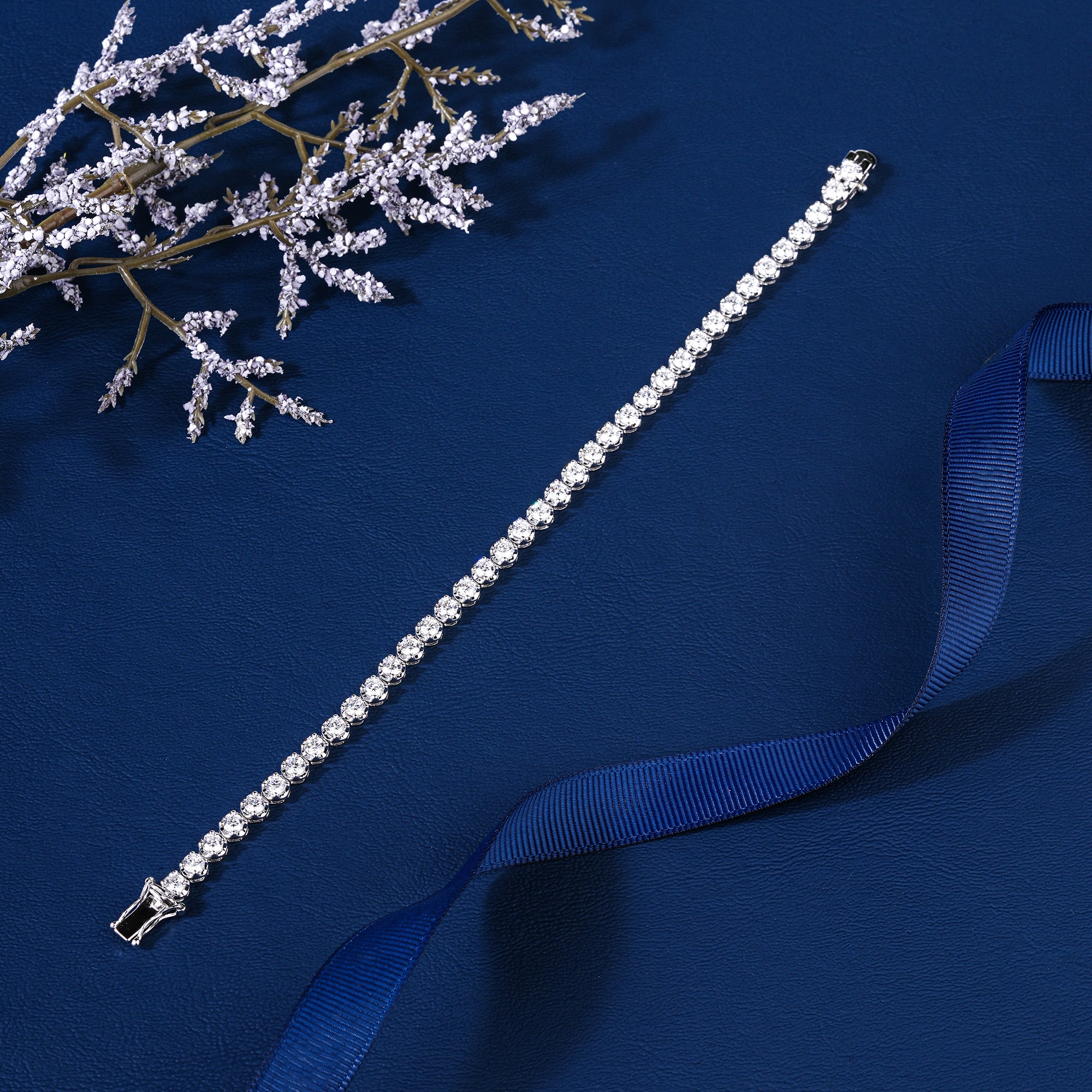 IGI Certified 4.97 CT Lab Grown Diamond Tennis Bracelet Round Cut Luxury Anniversary Jewelry for Women