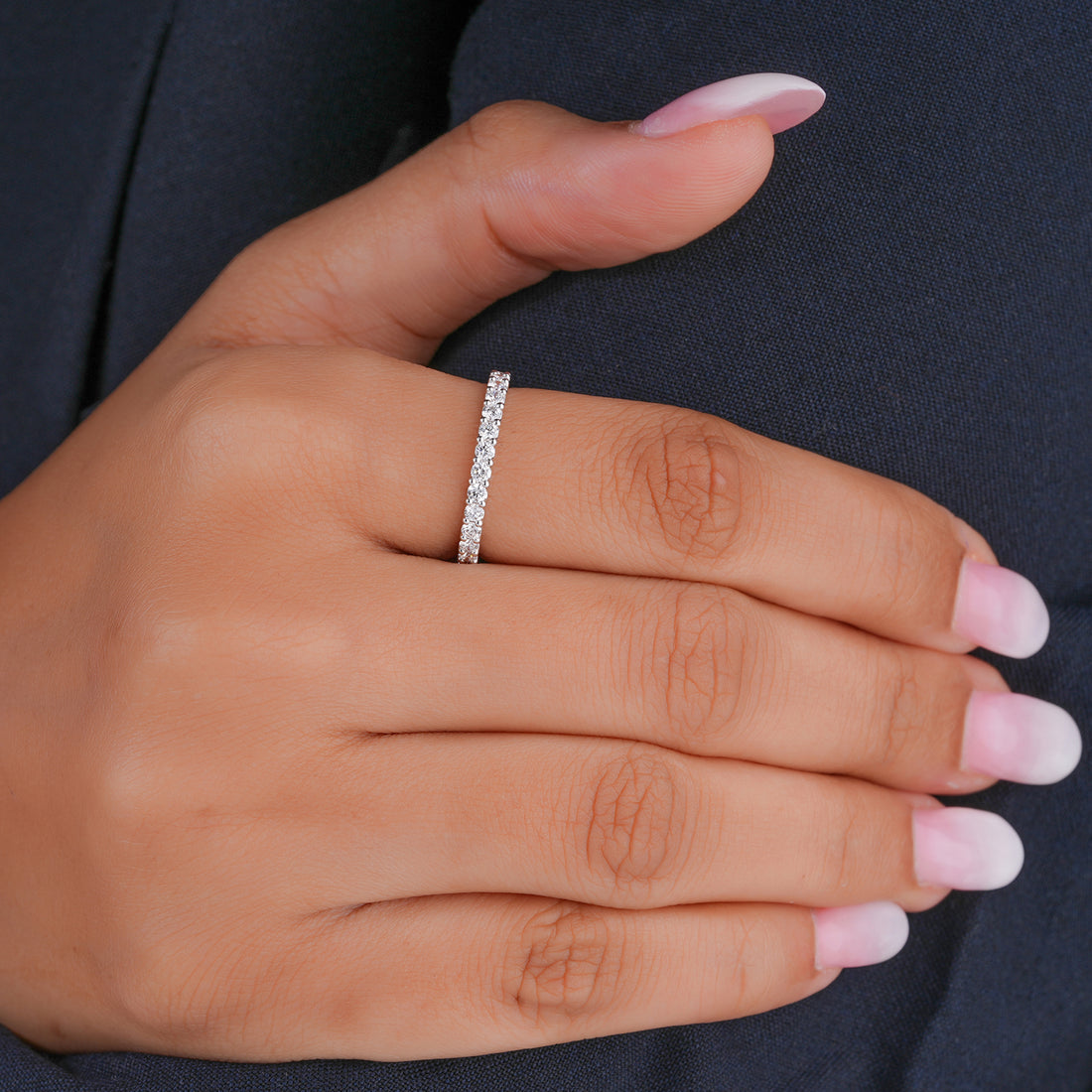 1.65 ct Round Cut Lab Grown Diamond Full Eternity Bold Stackable Band