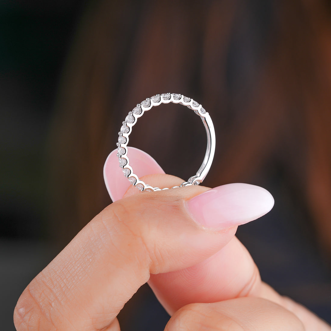 0.7 Ct Round Cut Lab Grown Diamond Eternity  Minimalist Stackable Wedding Band