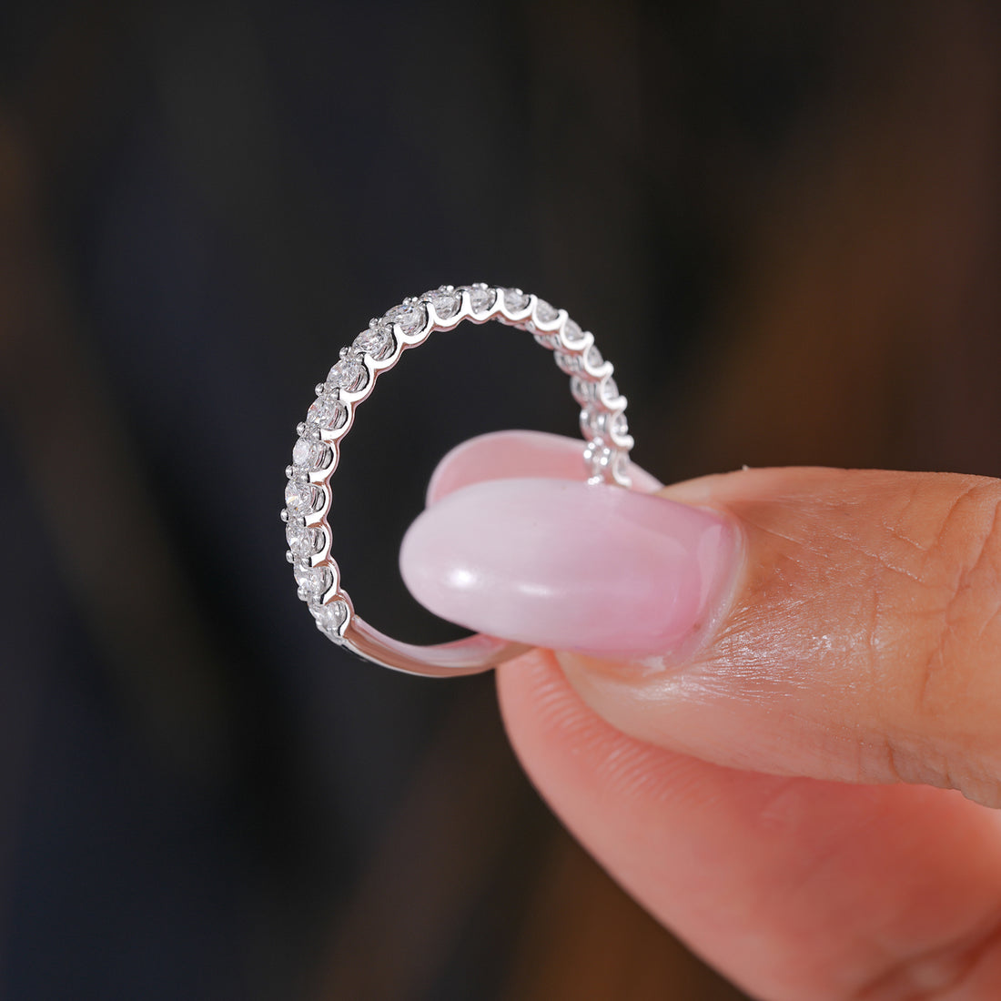 0.7 Ct Round Cut Lab Grown Diamond Eternity  Minimalist Stackable Wedding Band