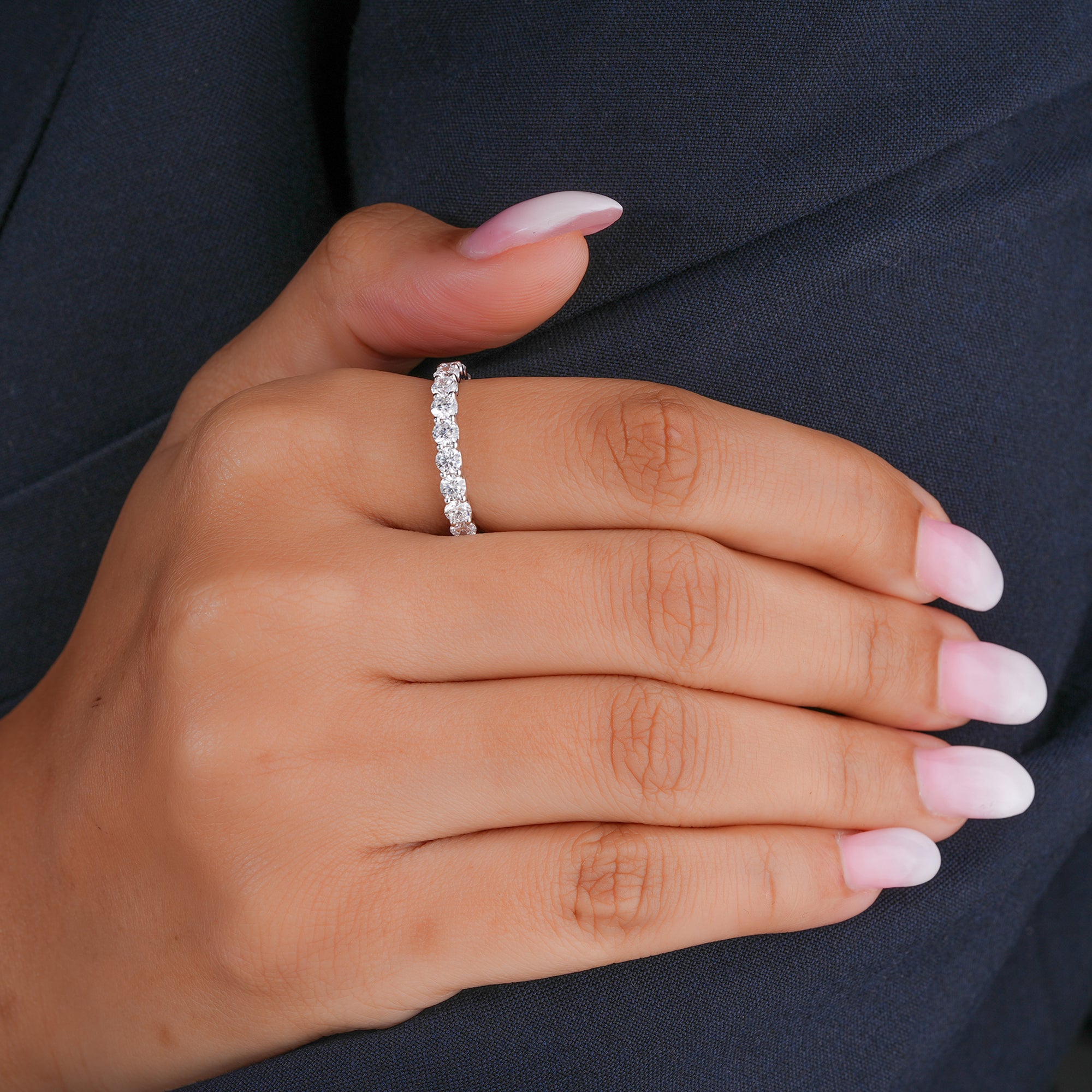 0.7 Ct Round Cut Lab Grown Diamond Eternity  Minimalist Stackable Wedding Band