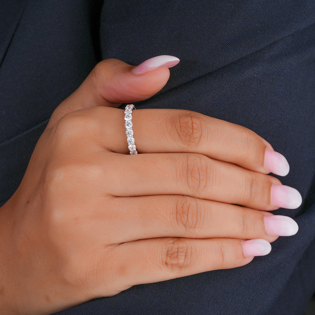 0.7 Ct Round Cut Lab Grown Diamond Eternity  Minimalist Stackable Wedding Band