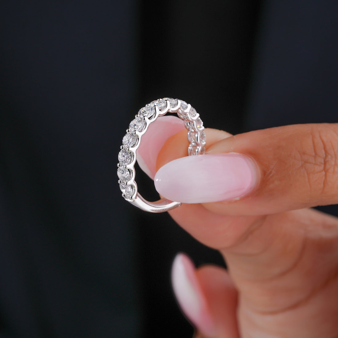 1.65 ct Round Cut Lab Grown Diamond Full Eternity Bold Stackable Band