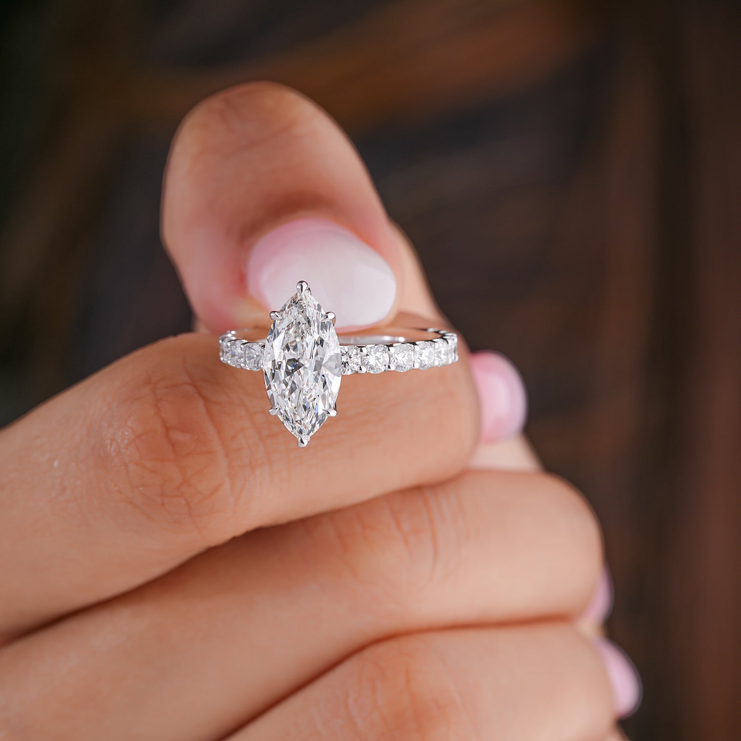 2.00 CT Marquise Cut Diamond Jewelry with Micro Pave Shank Engagement ring