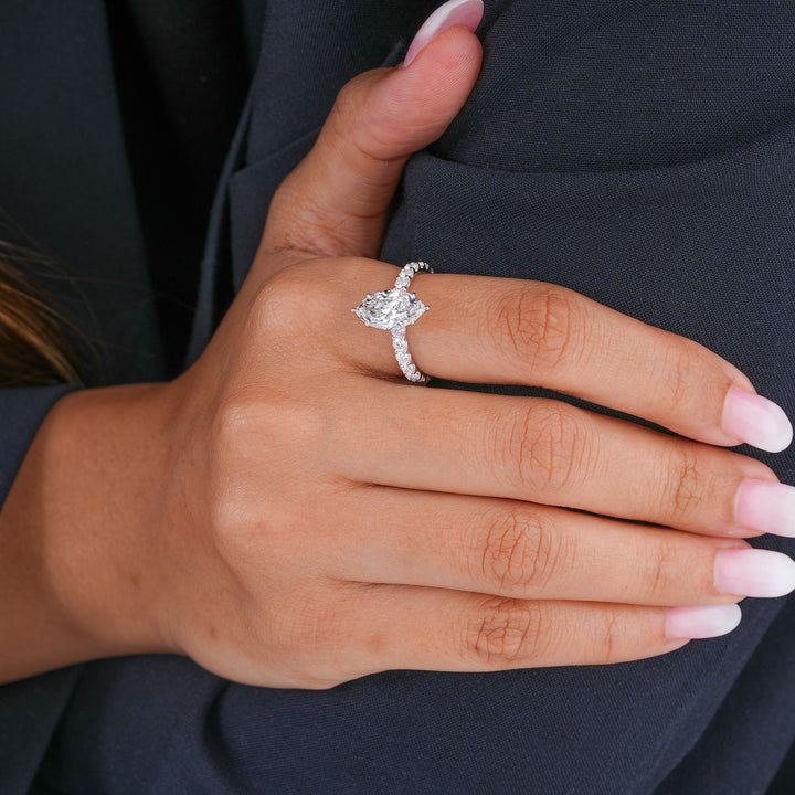 2.15 CT Marquise Cut Diamond Jewelry with Micro Pave Shank Engagement ring