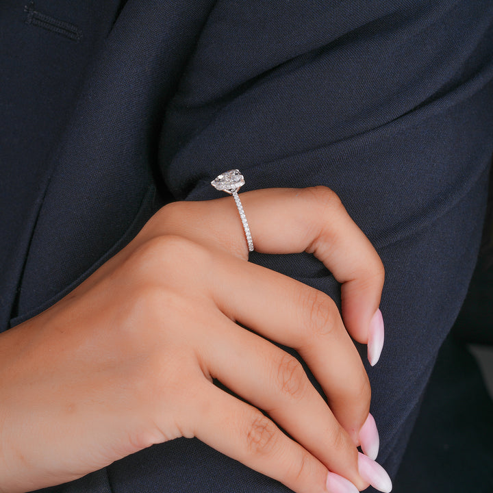 3.0 CT Romantic Heart Cut Diamond in with Sparkling Pave Shank Engagement ring