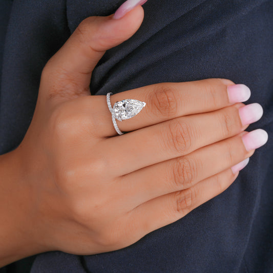 4.00 CT Elegant Pear Cut Diamond  Featuring Split Shank Pave Engagement Ring