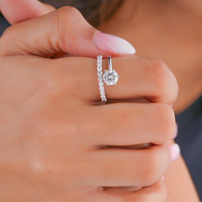 1.00 CT Round Brilliant Diamond with Eternity Band Engagement Ring