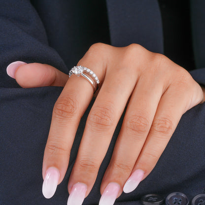 1.00 CT Round Brilliant Diamond with Eternity Band Engagement Ring