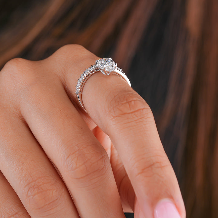 1.50 CT Pear Shaped Diamond Bridal Ring with Sparkling Band