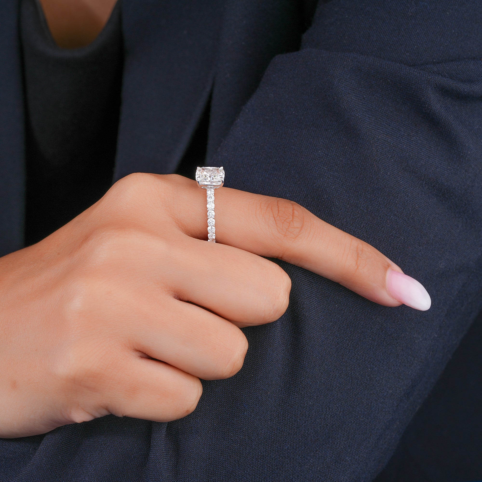 3.00 CT Pear Shape Lab Grown Diamond Hidden Halo Engagement Ring