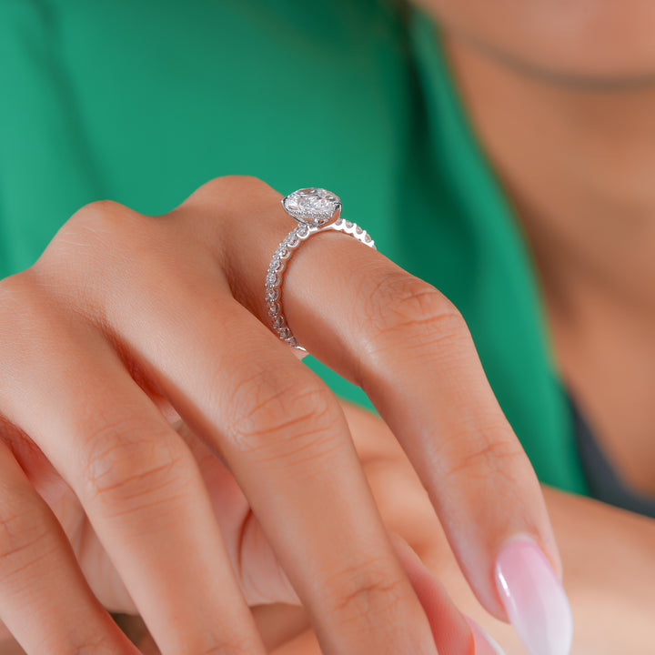 2.0 CT Pear Shaped Diamond Hidden Halo Pave Setting Engagement Ring