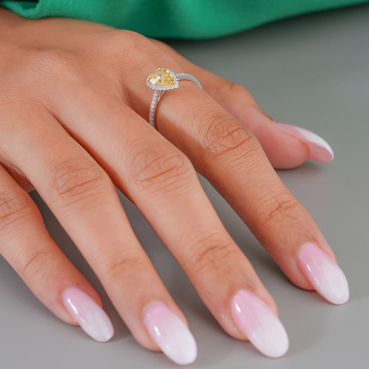 1.00 CT Pear yellow Diamond Lab Grown Diamond Engagement Ring