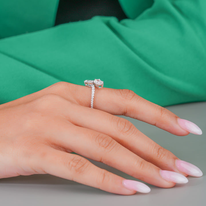 1.8 CT Lab Grown Diamond  Marquise Cut Toi e Moi Pave Engagement Ring