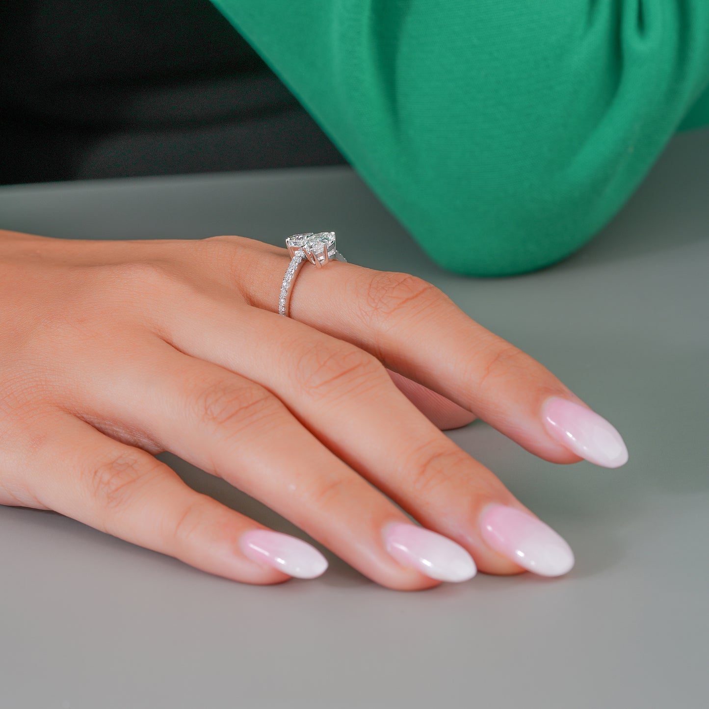 2.00 Toi Et Moi Lab Grown Diamond Double Pear Cut Engagement Ring