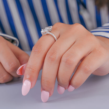 2.00 CT Toi Et Moi Lab Grown Diamond Double Heart Cut  Engagement Ring
