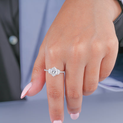 1.00 Carat Oval Diamond Trilogy Pave Band Unique Engagement Ring