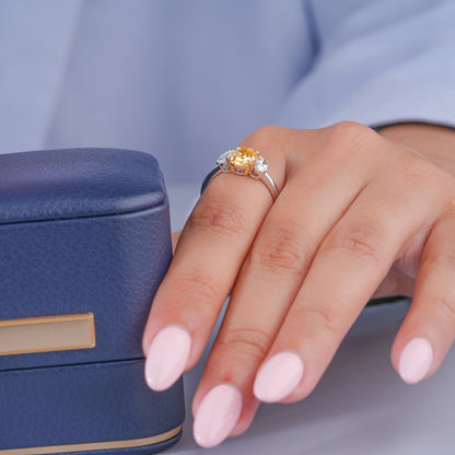 1.5 CT Oval Cut Lab Grown Diamond Trilogy Plain Band Engagement ring