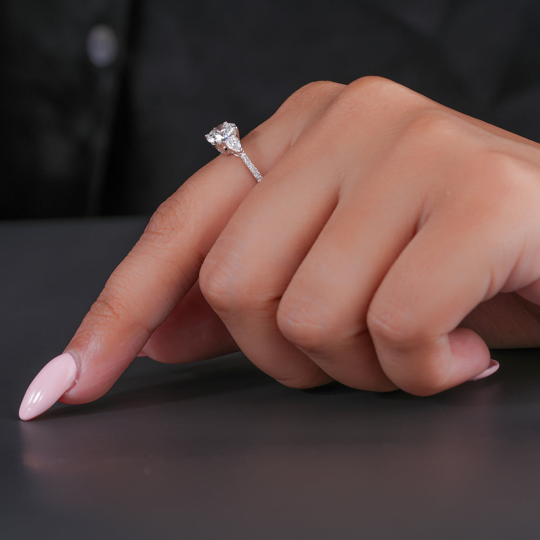 1.0ct Round Shape Lab Grown Diamond Dainty Pave Set Solid Gold Bridal Engagement Ring