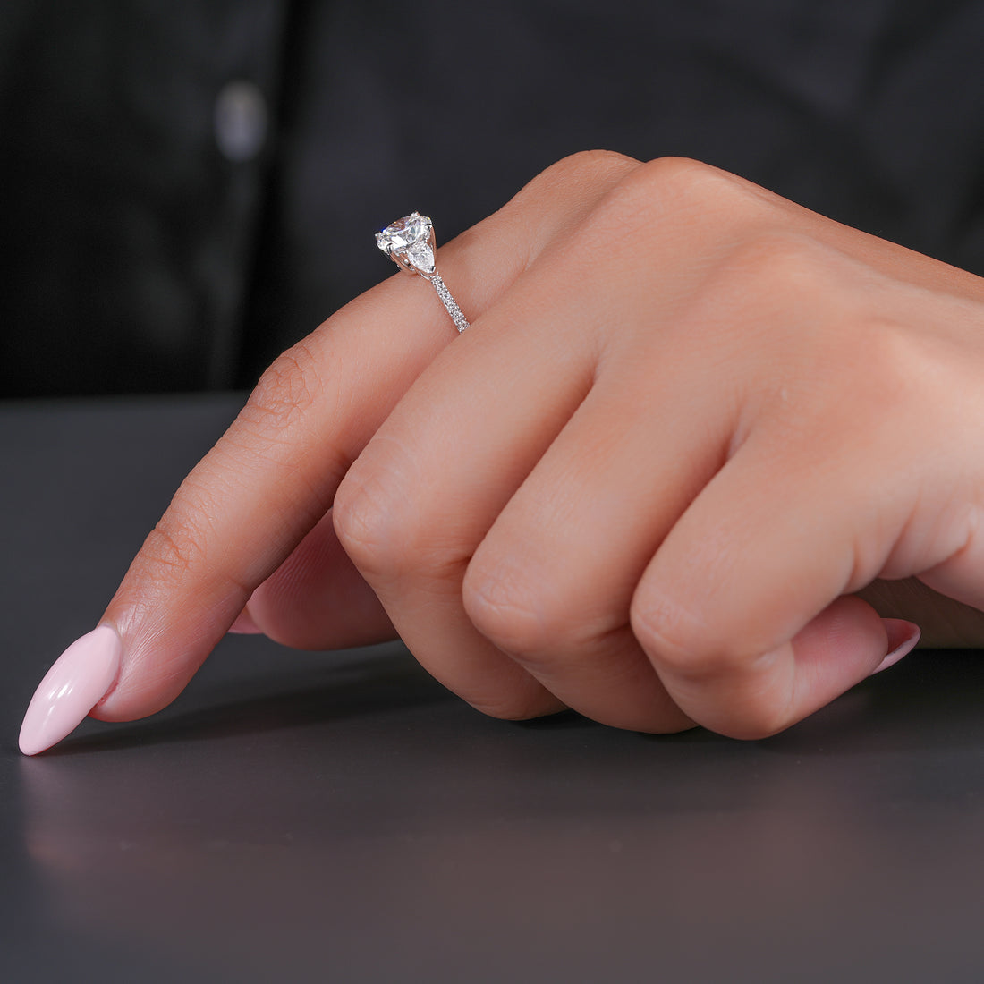 1.0ct Round Shape Lab Grown Diamond Dainty Pave Set Solid Gold Bridal Engagement Ring