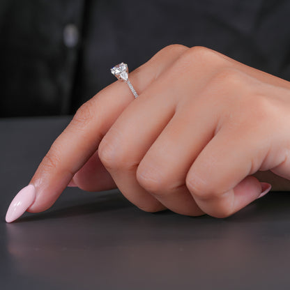 1.00 ct Round Shape Lab Grown Diamond Dainty Pave Set Solid Gold Bridal Engagement Ring