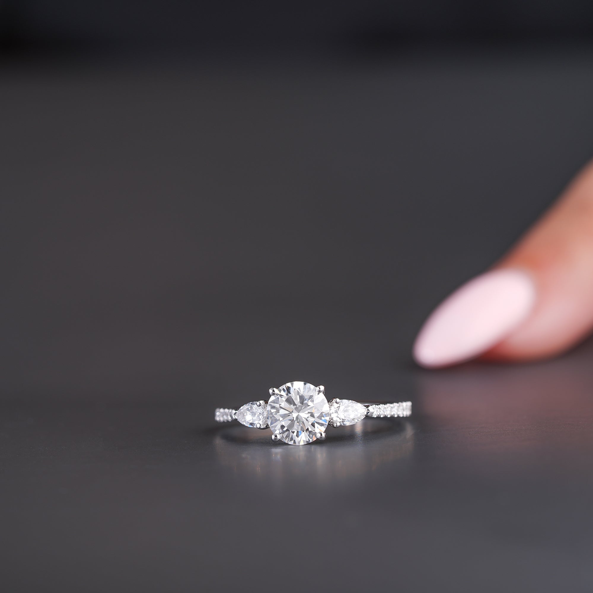 1.0ct Round Shape Lab Grown Diamond Dainty Pave Set Solid Gold Bridal Engagement Ring