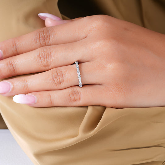 0.50 TCW Round Cut Lab Grown Diamond  Prong Set CVD Wedding band