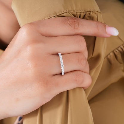 0.75 TCW Brilliant Round Cut Lab Grown Sparkly Stackable Wedding Band