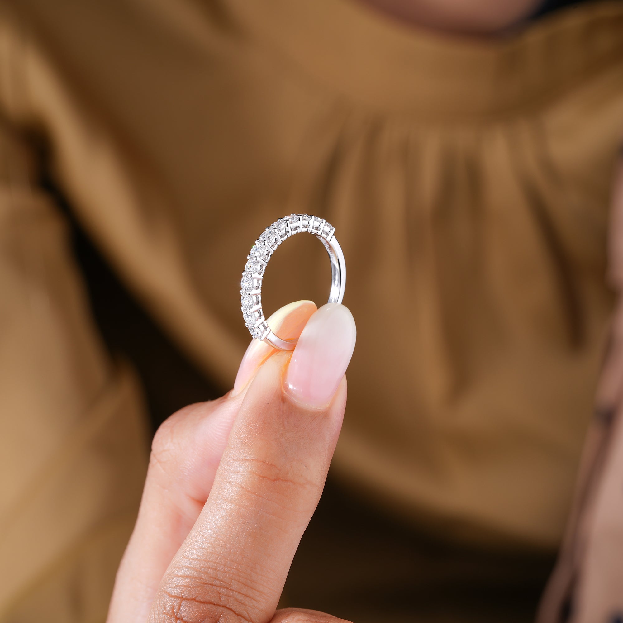 0.75 TCW Brilliant Round Cut Lab Grown Sparkly Stackable Wedding Band