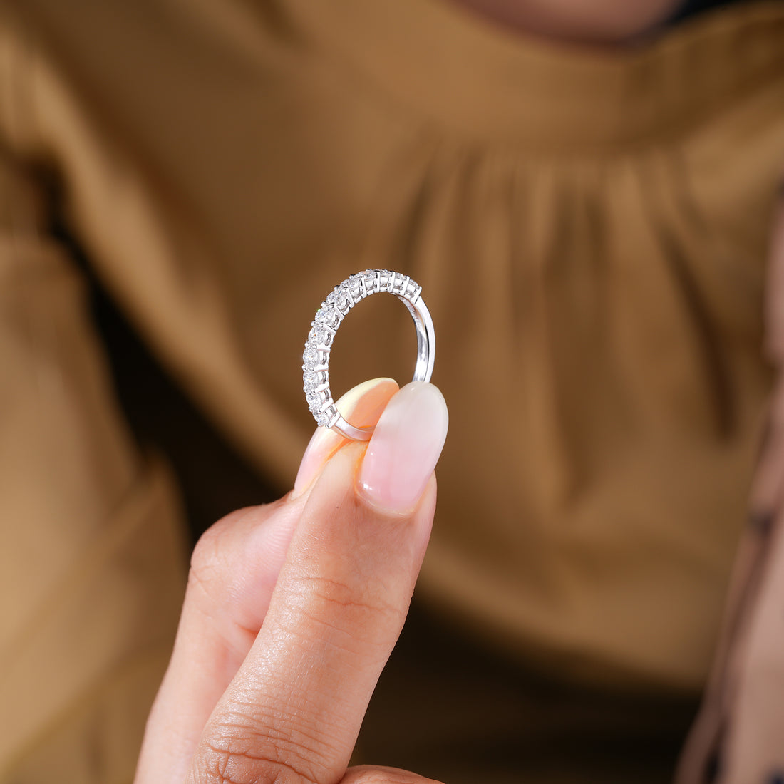 0.75 TCW Brilliant Round Cut Lab Grown Sparkly Stackable Wedding Band