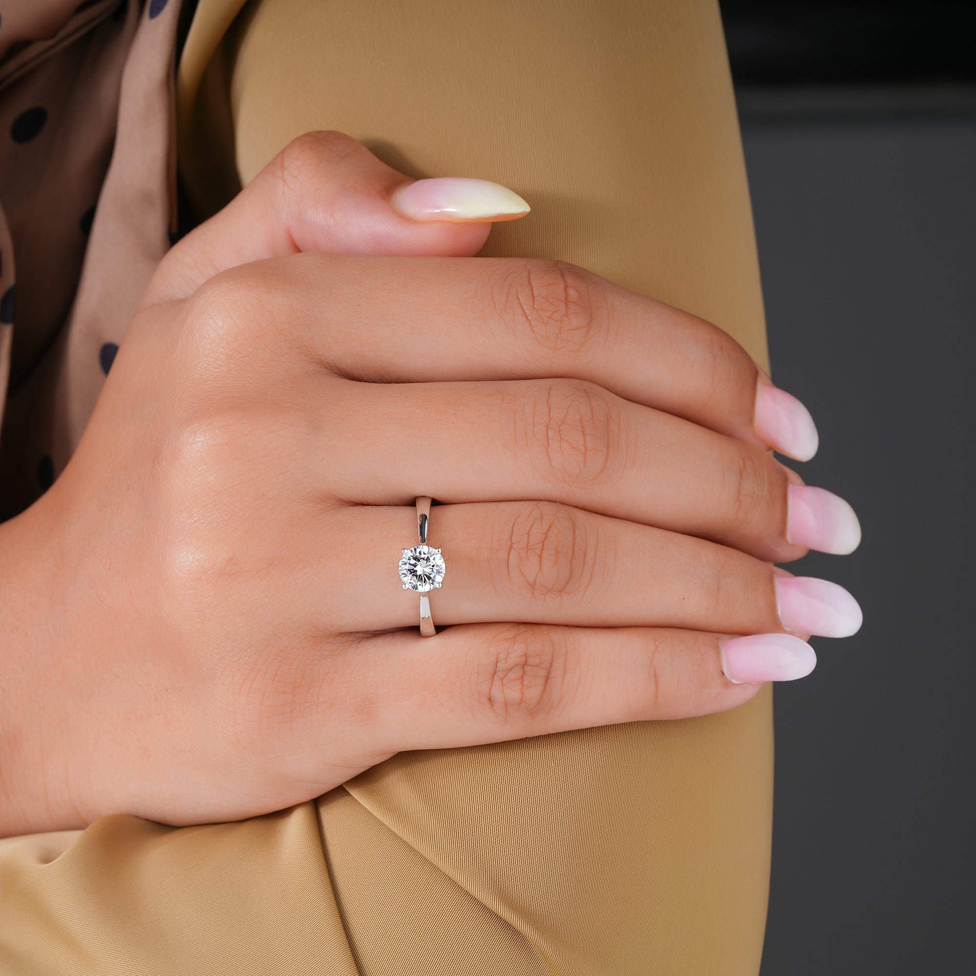 1.00 Ct Round Cut Lab Grown Diamond Solitaire 4 prong set Engagement Ring