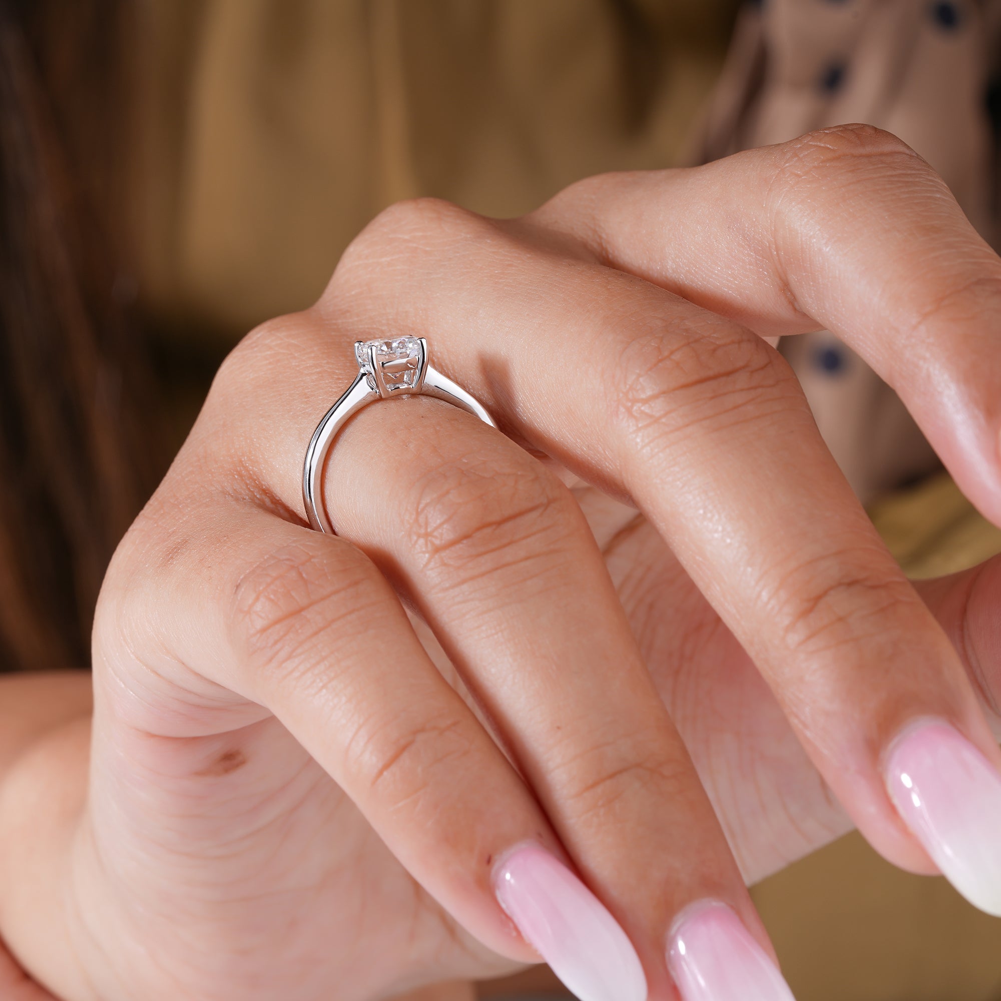 1.00 Ct Round Cut Lab Grown Diamond Solitaire 4 prong set Engagement Ring