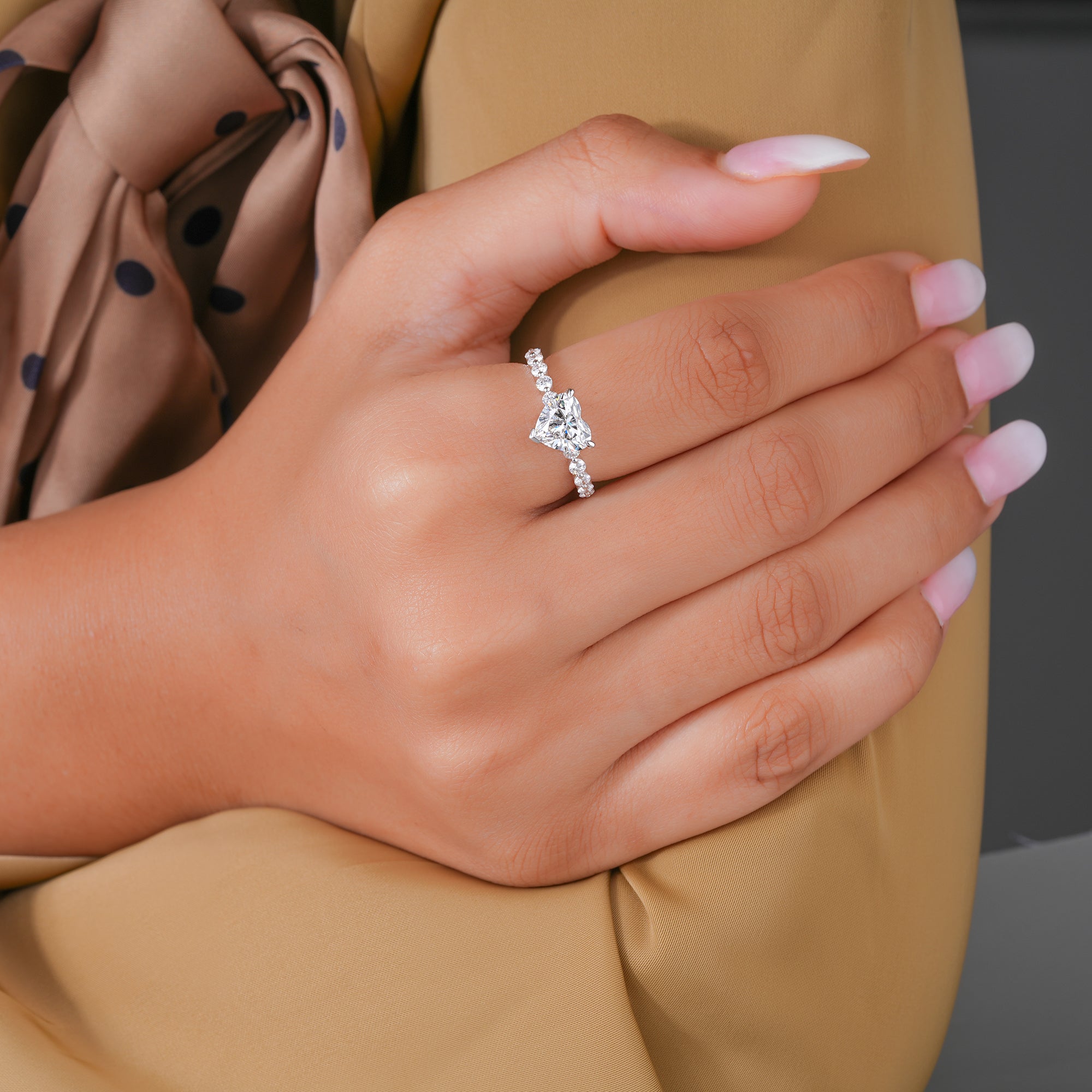 1.50 ct Heart Cut Lab Grown Diamond V-tip Engagement Ring