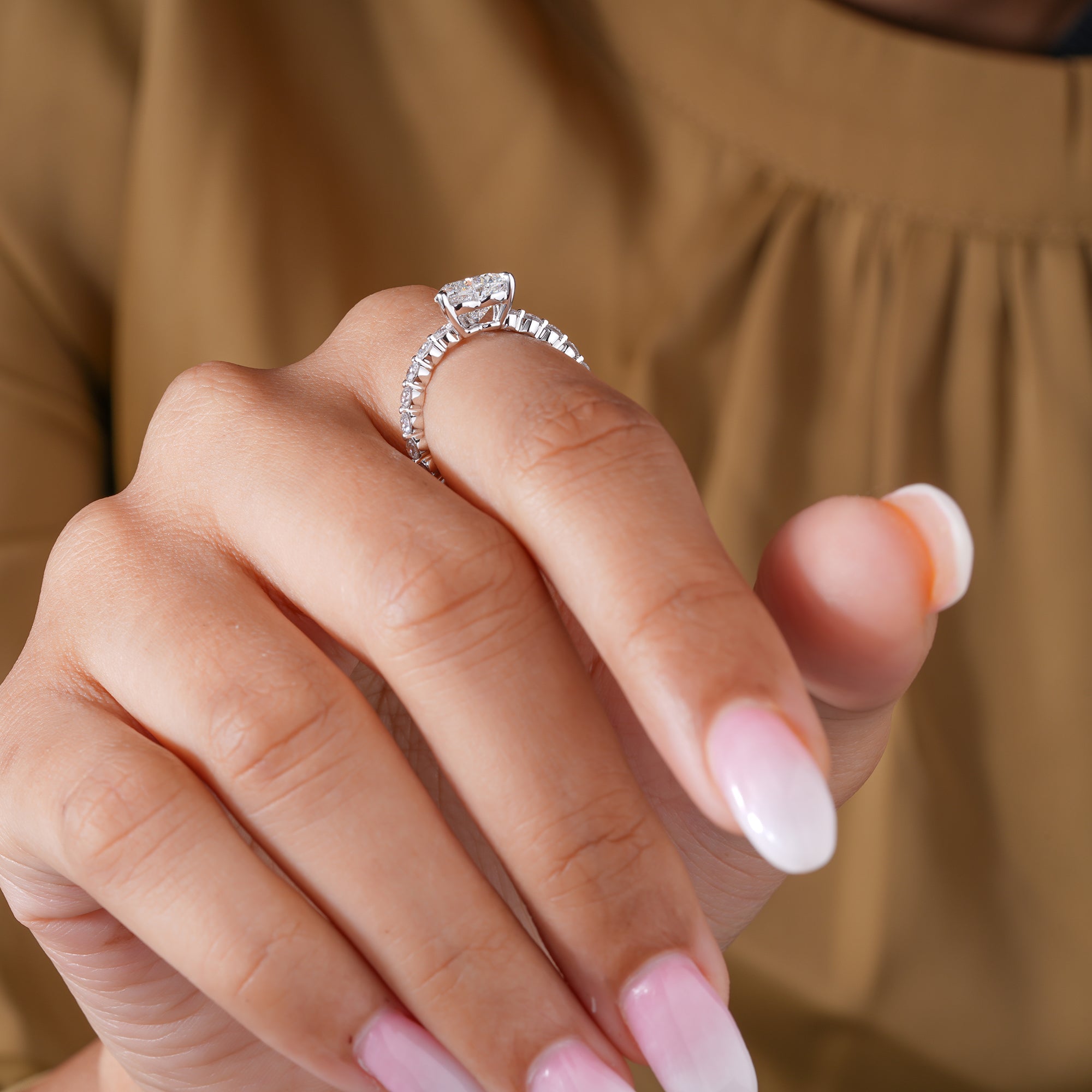 1.50 ct Heart Cut Lab Grown Diamond V-tip Engagement Ring