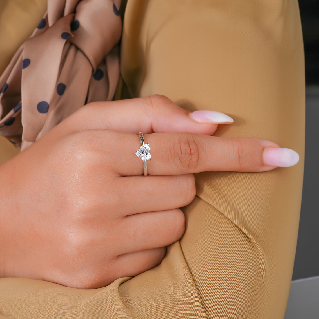 2 Ct Heart Shape Three Prong Set Conflict Free Diamond Solitaire Ring