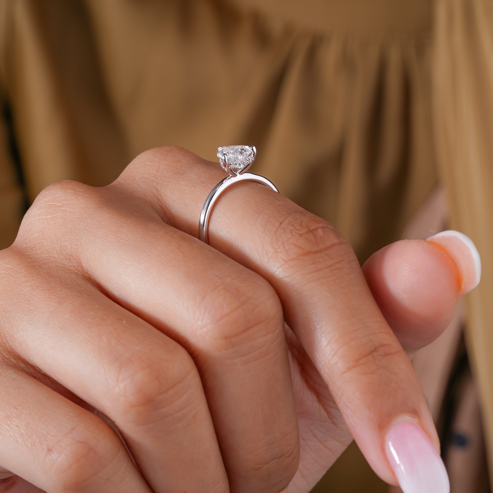 2 Ct Heart Shape Three Prong Set Conflict Free Diamond Solitaire Ring