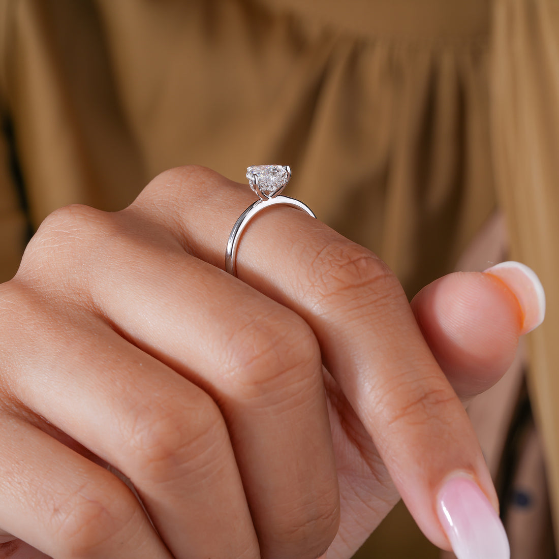 2 Ct Heart Shape Three Prong Set Conflict Free Diamond Solitaire Ring