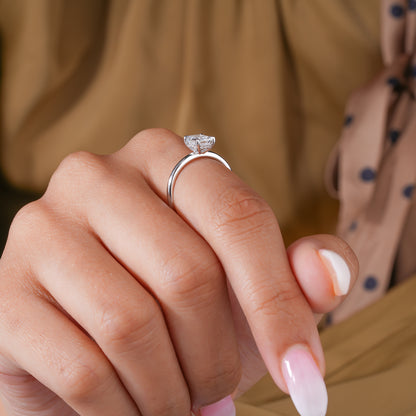 1.00 CT Emerald Cut Lab Grown Diamond Ring I Hidden Halo Engagement Ring