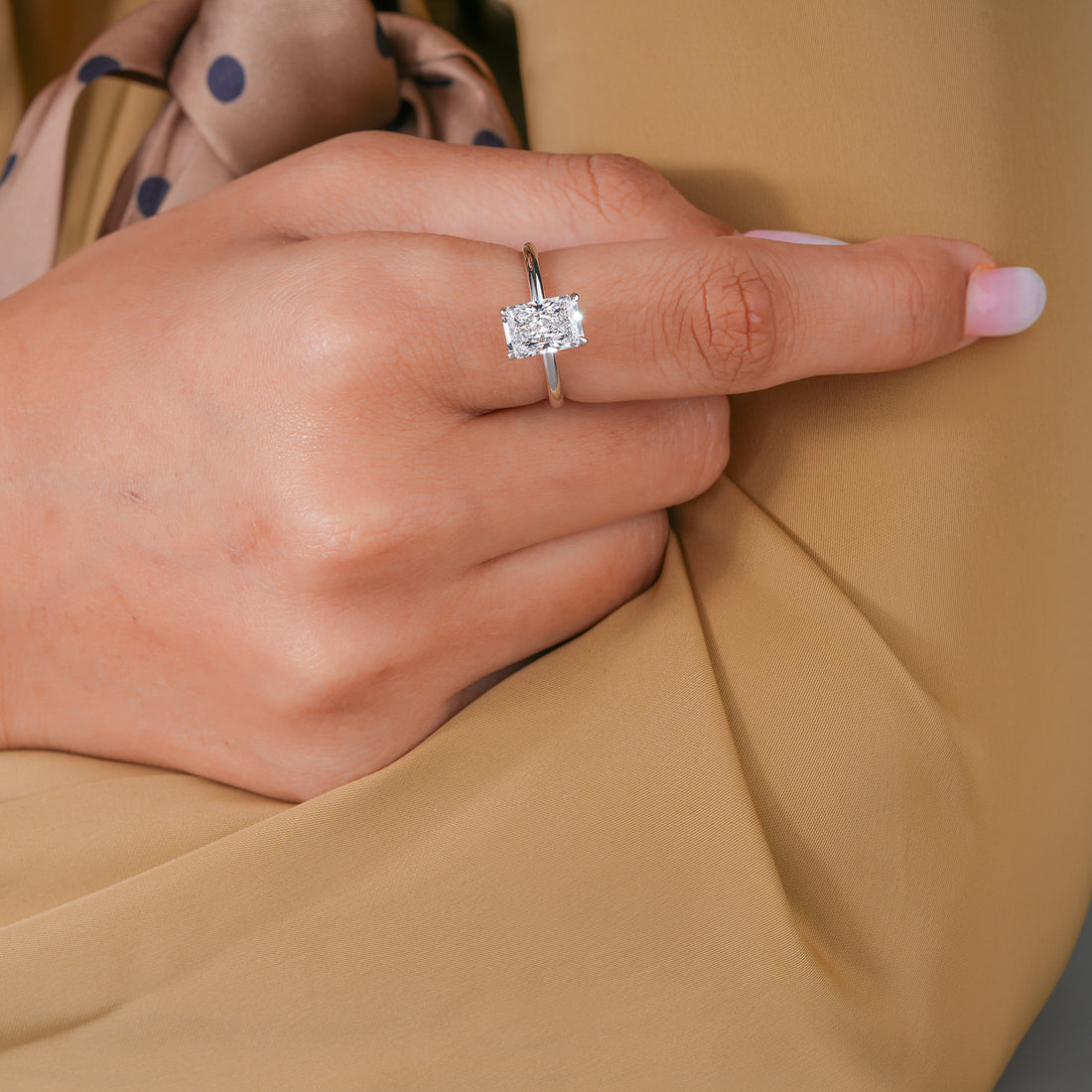 2.0 CT Radiant Cut Lab Grown Diamond Ring I Hidden Halo Engagement Ring