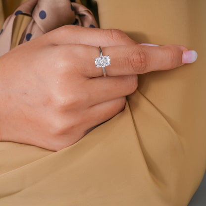 2.00 CT Radiant Cut Lab Grown Diamond Ring I Hidden Halo Engagement Ring