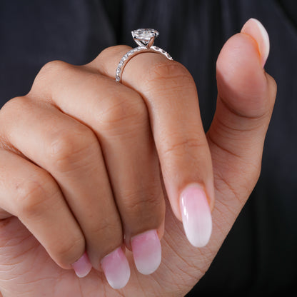 3.00 CT Pear Lab Grown Diamond Pave Style Engagement Ring