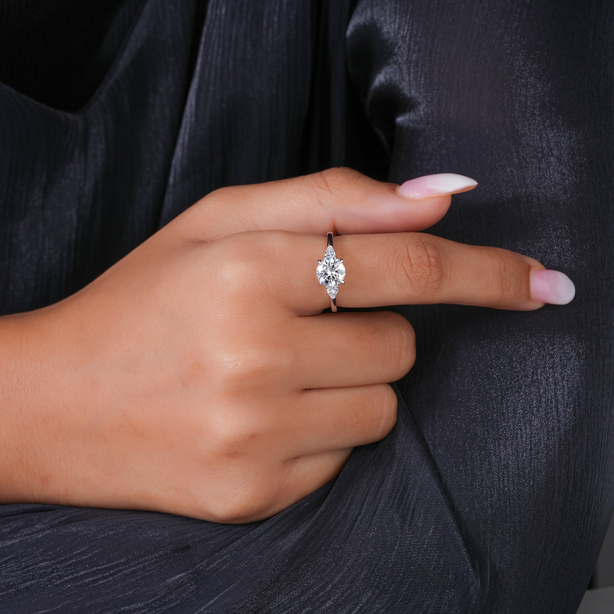 1.3 CT Round Lab Grown Diamond Pave Style Engagement Ring