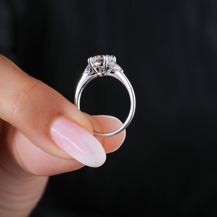 1.3 CT Round Lab Grown Diamond Pave Style Engagement Ring