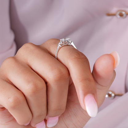 1.00 CT Round Cut Diamond Pave Set Engagement Ring