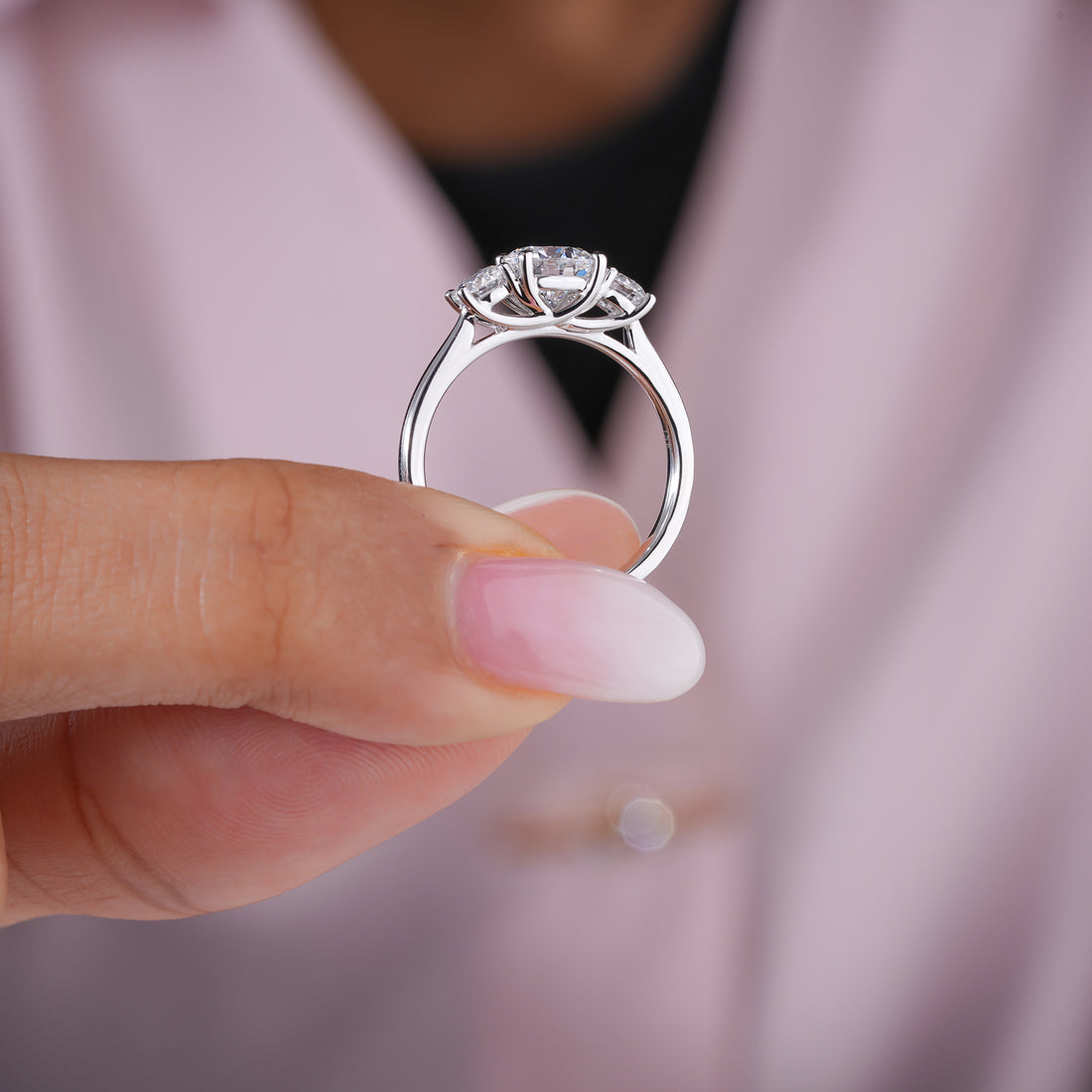 1.00 CT Round Brilliant Diamond Trilogy Engagement Ring