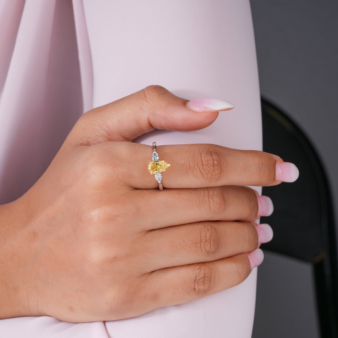 1.20 CT Yellow Pear Lab Grown Diamond Engagement Ring