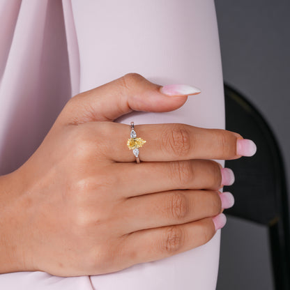 1.50 CT Yellow Pear Lab Grown Diamond Engagement Ring